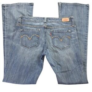 Levi Strauss Co Jeans Womens Bootcut Blue Denim Embroidered Pockets Size 9 M‎
